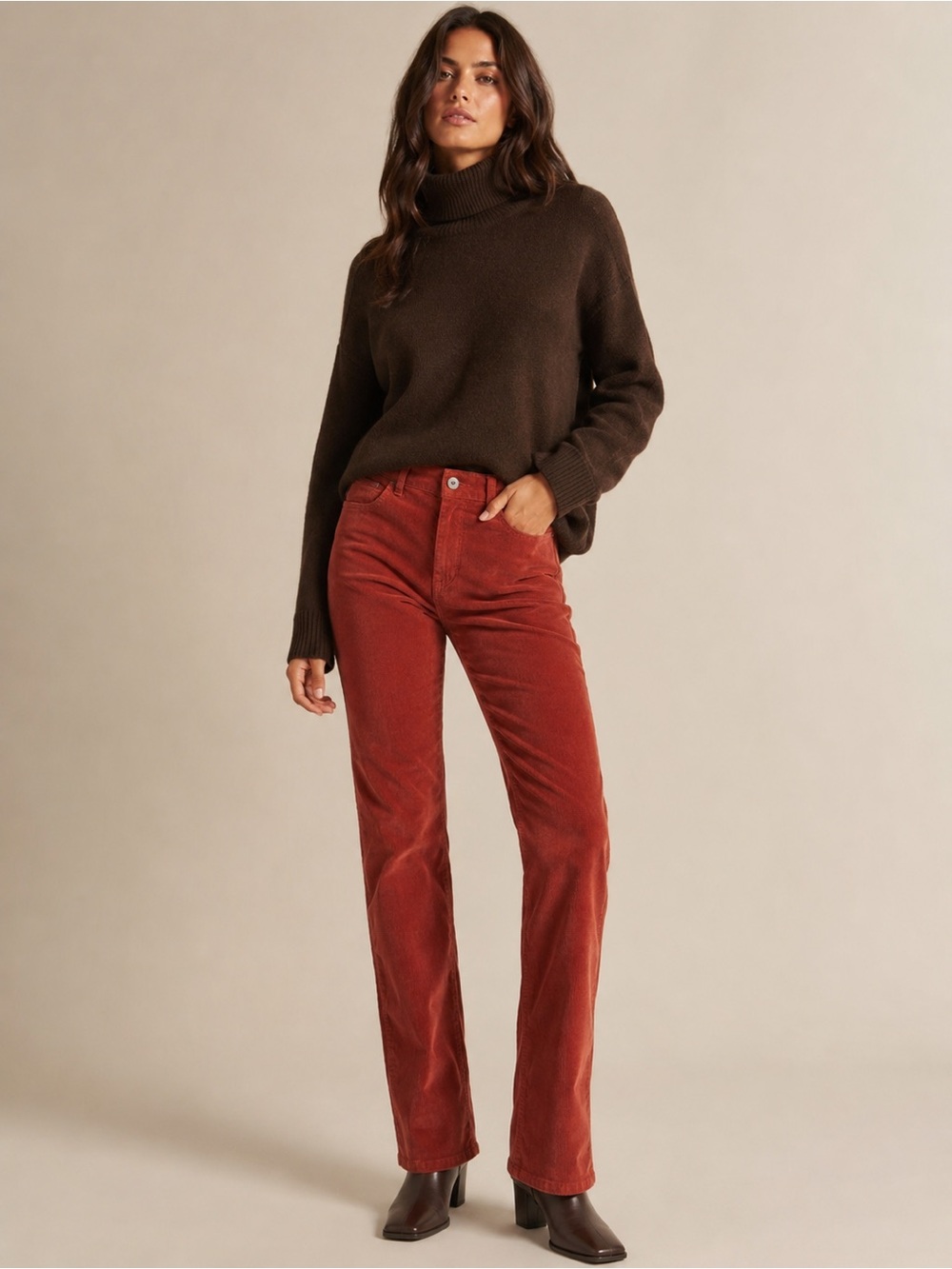Talbots Women's Straight Leg Rust/ Brick Red Corduroy Pants Size 8
